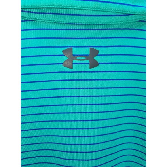 Under Armour XL Loose Fit HeatGear Polo Blue Striped Mens Golf Top - Picture 6 of 8